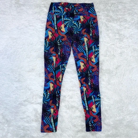 LULAROE Blue Multi Color Bold Pattern Leggings One Size - Bundle Lot of 3 - Picture 2 of 13